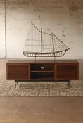 Bolinas  Mid Century Inspired  Walnut Media Cabinet