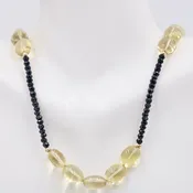 14K Lemon Citrine Black Spinel Necklace - Stone of Success