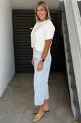 Blue Check Barrel Pants