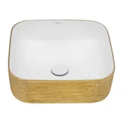 15 x 15 '' Bathroom Vessel Sink Gold Decorative Art Above Vanity Counter White Ceramic