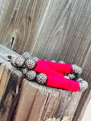 Pink & Silver Hammered Bracelet