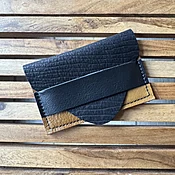 Mixed Leather Minimal Wallet Handmade by Bird Trouble - American Artisanal Leather Purses and Bags. Woman Owned Small Biz from Mchenry | Chicago IL.