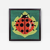 Vintage Lady Bug Needlepoint Wall Art