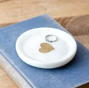 4" White Marble Heart Dish
