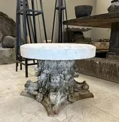 Antique Garden Accent Table with Marble Top