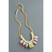 3 Strand Rhodochrosite + Jade Necklace