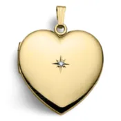 14K Gold Filled Heart Diamond Locket - Made in USA - NO Chain Included