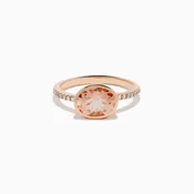14K Rose Gold Morganite and Diamond East West Bezel Ring