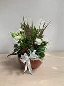 10" TERRA COTTA BOWL WITH FLOWERS