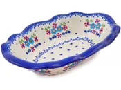 Polish Pottery 11" Oval Bowl Hearts And Flowers