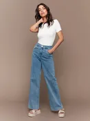 Charlie B Chloe Wide Leg Jeans - Medium Blue