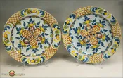 A Near Pair of Antique English Bristol Delft Chargers, c1740-50