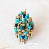 14K Turquoise and Lapis Ring