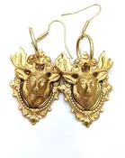 3D Deer Brass Mounted Earrings