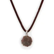 Brown Deerskin Leather Penny From Heaven Sterling Pendant