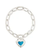 Angie Heart Sterling Silver Locket Statement Bracelet in Turquoise
