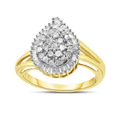 10k Yellow Gold 1/2 Cttw Round And Baguette-cut Diamond Pear Ring (i-j Color, I1-i2 Clarity)