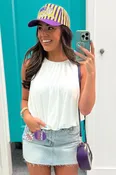 A Good Thing Going Bubble Hem Sleeveless Top in Off White