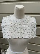 1980s Lace and Sequin Collar or Yoke - Floral Motif Cotton - Embroidered