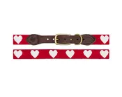 Hearts Needlepoint Dog Collar