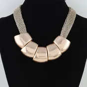 Abstract Matte Stone Chain Statement Necklace: GD