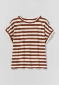 Alda Maypole Stripe Cotton Easy Tee | Red Rock/Ecru