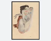 Art Print | "Crouching Nude in Shoes and Black Stocking" by Egon Schiele