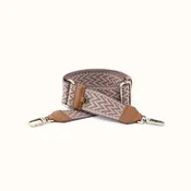 Webbing Guitar Strap In Pebbled Leather - Timber Brown