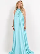 Aqua Crepe Resort Dress| Baccio Couture