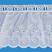 4 inch Ruffled Eylet Floral Edge White