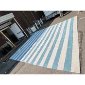 14.5' x 16' Light Blue & White Striped Rug by ABC Carpets