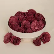 25-Pack of Burgundy-Colored Mixed Flowers: 25 Pack