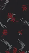 CB107 Red & Green Floral on Black Brocade
