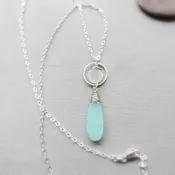 Aqua Chalcendony and White  Druzy Necklace