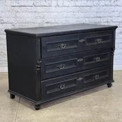Antique Black Pine Three Drawer Dresser