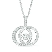 0.23 CT. T.W. Composite Diamond Interlocking Circles Pendant in Sterling Silver