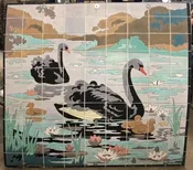 AETCO Vintage 90-Tile Swan Panel — Wells Antique Tile & Pottery