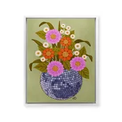 1970s Disco Ball Flower Pot  Framed Canvas Print