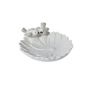 Flower Soap Dish with Pair of Birds white ceramic ring trinket dish