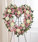 Pink & White Standing Open Heart