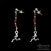 Silver "Hermes" Runner w/ Garnet Post Earrings
