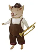 Trumpet Playing Pig Intarsia Pattern