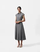 Mikael Aghal Grey A-Line Midi Skirt