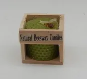 Small Beeswax Votive in Wood Crate