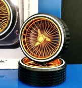 1/18 SUPER SPOKES  LOWRIDER SPOKED ZENITH Style 3 Prong K/O Rim & LOW PRO WW Tire Set GOLD
