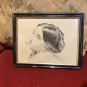 1180 French Framed Drawing - Portrait of a Woman