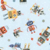 Astrobots Flannel : srkf-23026-63 Sky : Robert Kaufman