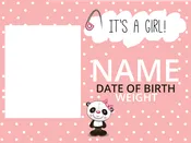 Baby Girl - Pink Panda with Photo - Yard Sign