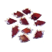 0.75-1.25" Silver Finish Arrowhead Shaped Electroplated Carnelian Pendant - Measuring 20mm-30mm Long - Sold Individually, Randomly Chosen