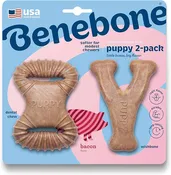 Benebone 2 Pack Bacon Flavored Dental Chew and Wishbone Dog Chew Toy - Puppy